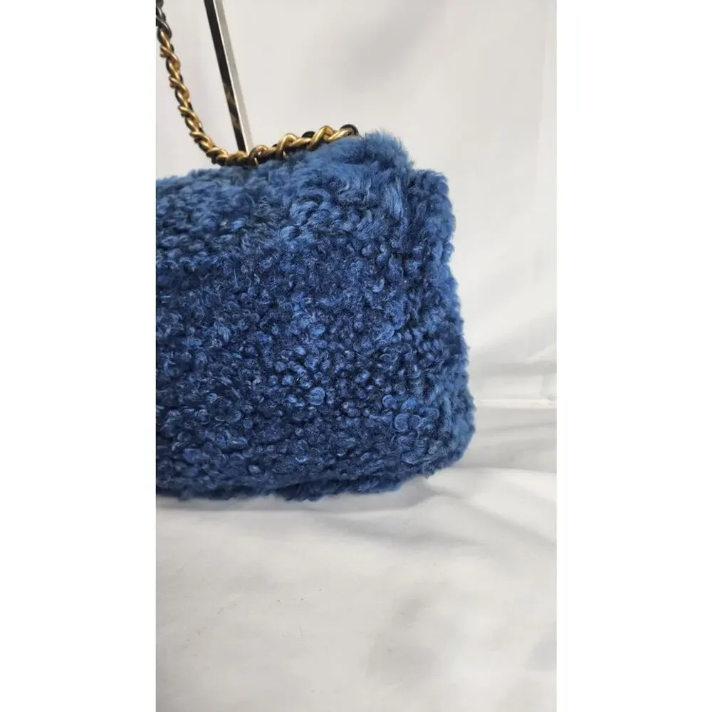 Chanel Medium Blue Shearling 19 Flap Shoulder Bag SPBJKI 342324
